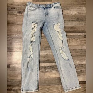 Judy Blue Light Blue Distressed Skinny Jeans